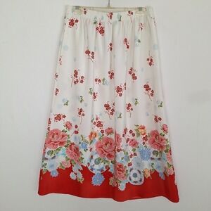 Vintage Cottagecore Farmcore Susan Graver Style L Made In USA Floral Maxi Skirt